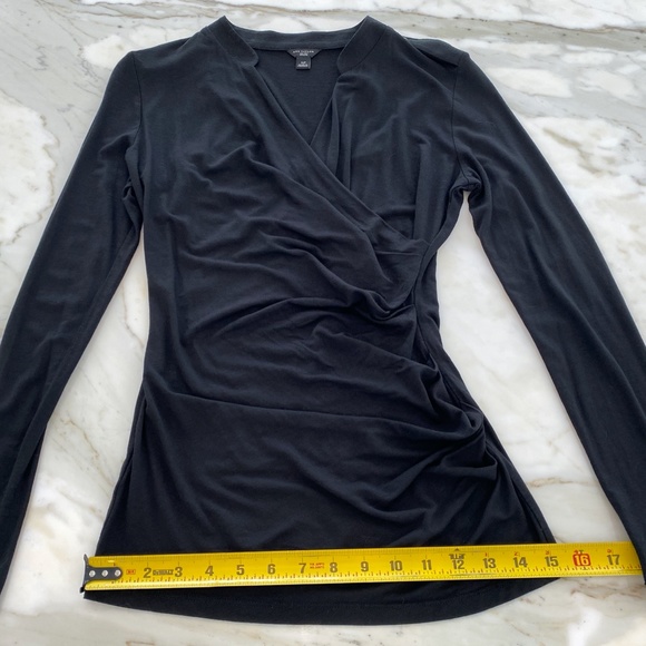 ANN TAYLOR BLACK FAUX WRAP TOP SIZE SMALL PETITE NWOTS! - Picture 12 of 16